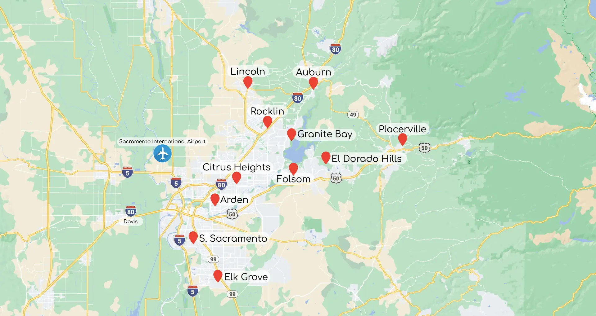 Map of Smile Time Dental's locations in the Sacramento Area