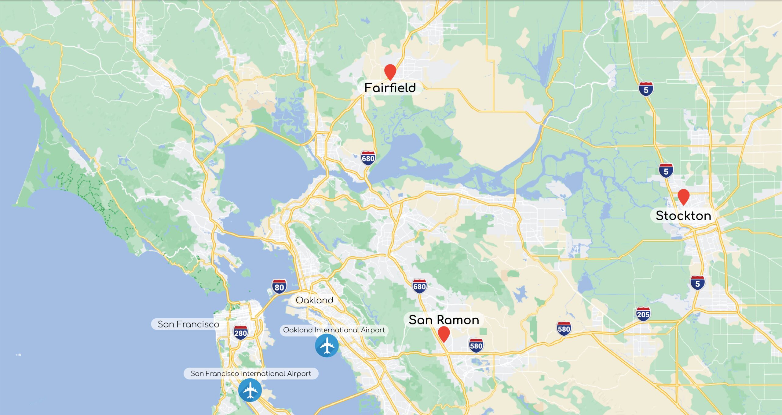 Map of Smile Time Dental's locations in the Bay Area