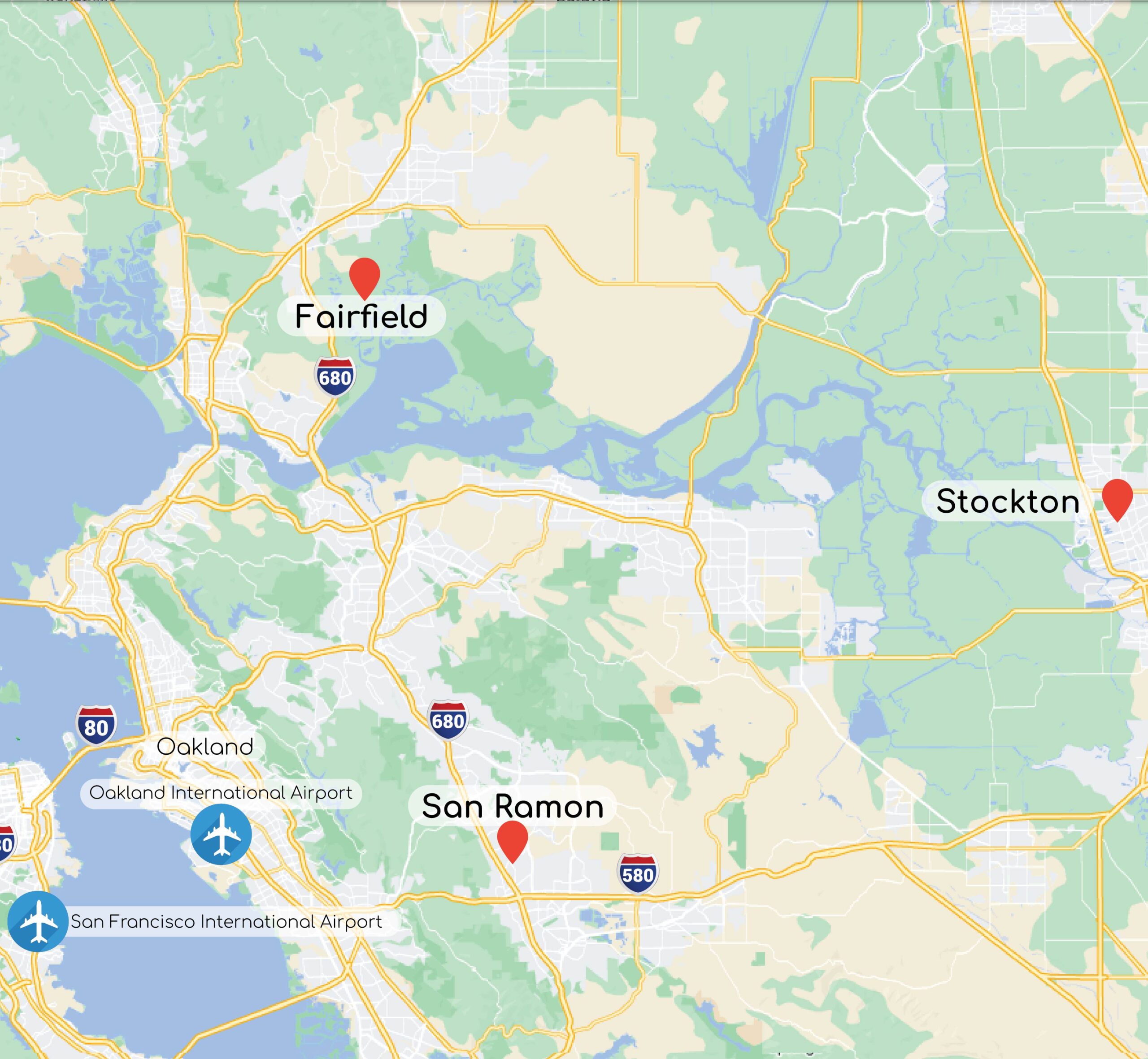 Map of Smile Time Dental's locations in the Bay Area